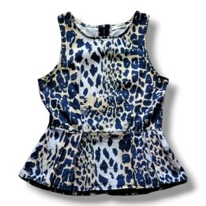 Leopard Exposed Zip Back Pleated Peplum